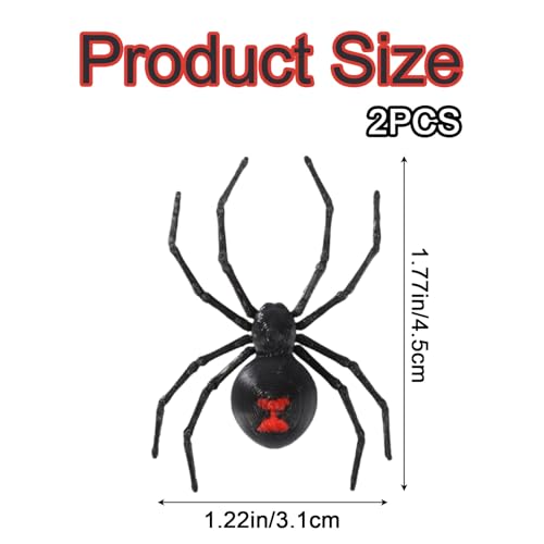 Black Widow Spider Fridge Magnets - 2pcs Realistic Halloween Decor