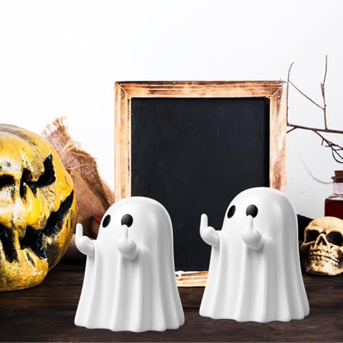 Set of 2 Halloween Ghost Figurines Indoor Home Decor for Desk & Shelf