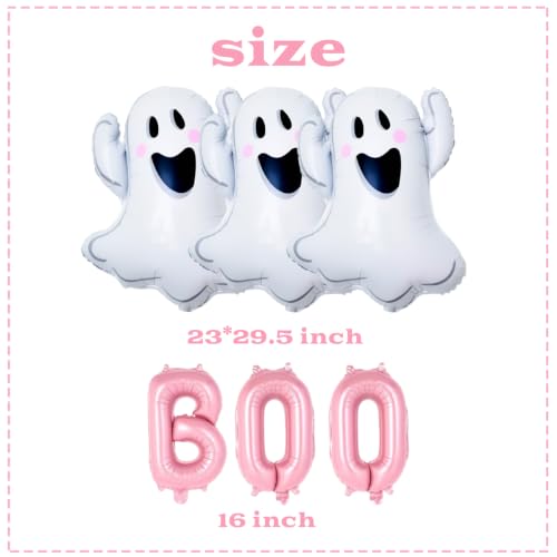Pink Halloween Ghost Balloons Set - Ghost Foil Balloons for Party Decor & Photos