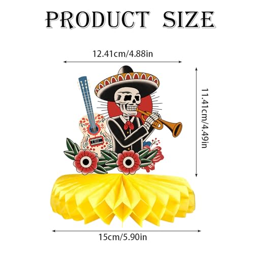 9 Pieces Day of the Dead Honeycomb Centerpieces for Halloween & Mexican Parties