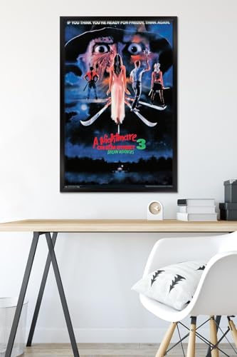 Nightmare on Elm Street 3 Dream Warriors Wall Poster - Framed, 22.375" x 34" Black Frame