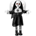 Scary Halloween Animatronic Nun Doll with Light-Up Red Eyes, Sound & Lunging Motion, Indoor & Outdoor Decor