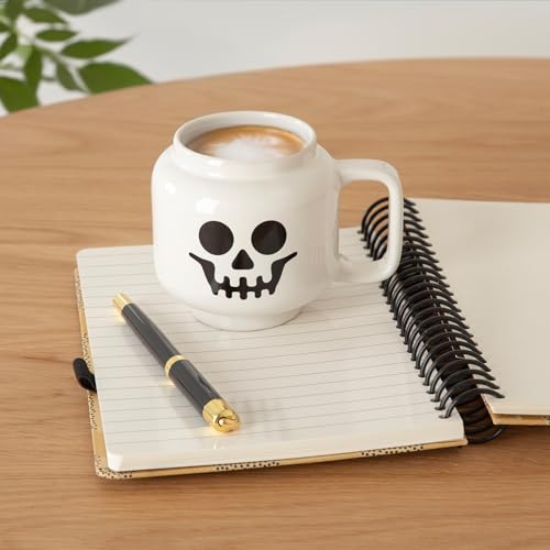 Large Skeleton Mug - White Ceramic LEGO Minifigure Head, 17.9oz Novelty Coffee Cup