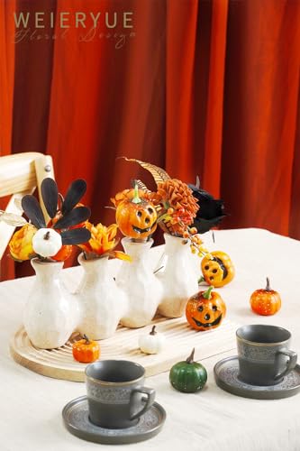 Halloween Decor Artificial Black Roses with Pumpkins Box Set - All Saints' Day Orange Pumpkin Variation