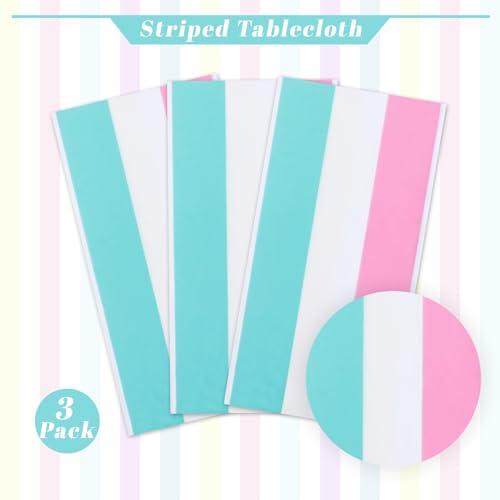 Rainbow Horizontal Striped Tablecloth 3 Pack - Pastel Party Cover, 54x108 Inch Variation of THIS listing