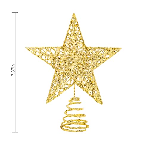 Christmas Tree Topper Star - Gold Glitter Treetop for Holiday Decoration