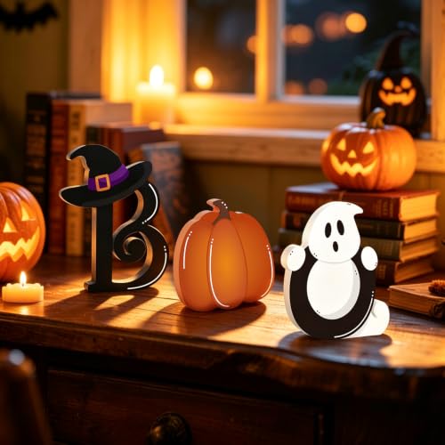 Halloween Ghost Wooden Sign Set - BOO Variation for Indoor Decor