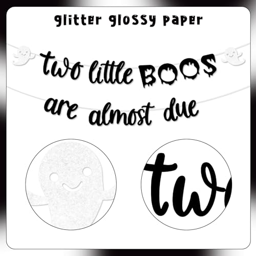 Halloween Twins Bunting Banner with Ghosts - Baby Shower & Party Decor