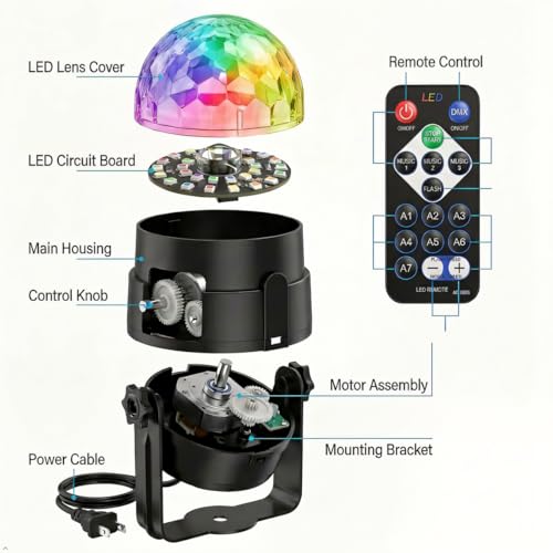 LED Disco Ball Light Sound Control Party Light 2 Pack with Remote - Disco Effect