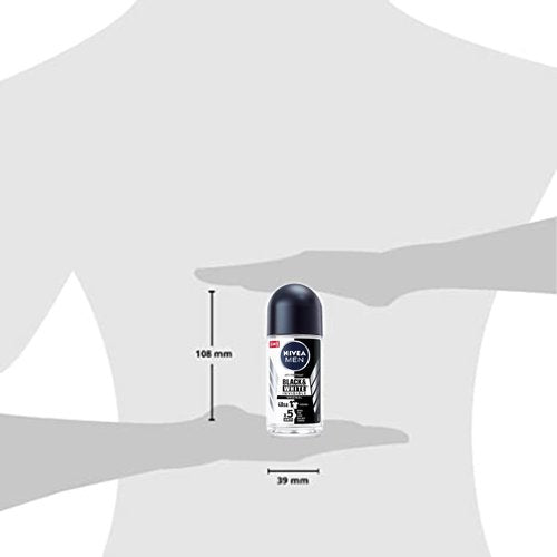 Nivea BLACK WHITE ORIGINAL, ROLL-ON – FREE ALCOHOL, ANTIPERSPIRANT DEODORANT, 48 HOURS PROTECTION, 1.7 OZ (Pack of 6), 50.0 milliliters