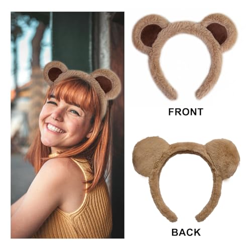 Khaki Bear Ears Headband Animal Hair Accessory for Cosplay & Party