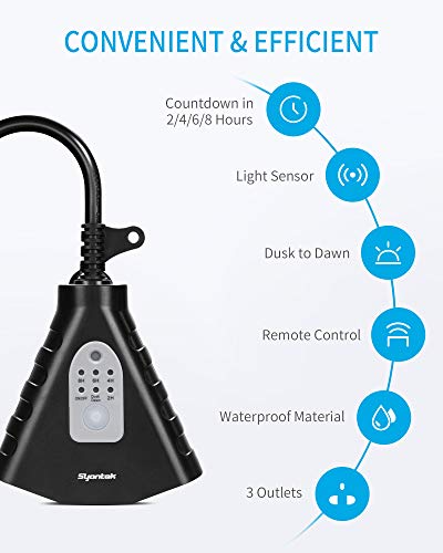 Outdoor Light Timer with Remote Control Waterproof Dusk to Dawn Sensor