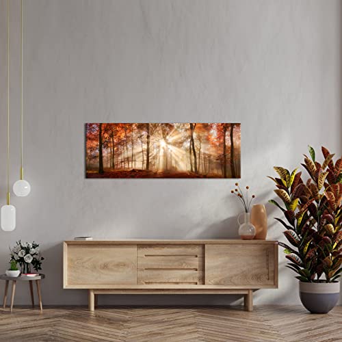 Autumn Forest Canvas Wall Art - Fall Landscape Nature Scene for Living Room