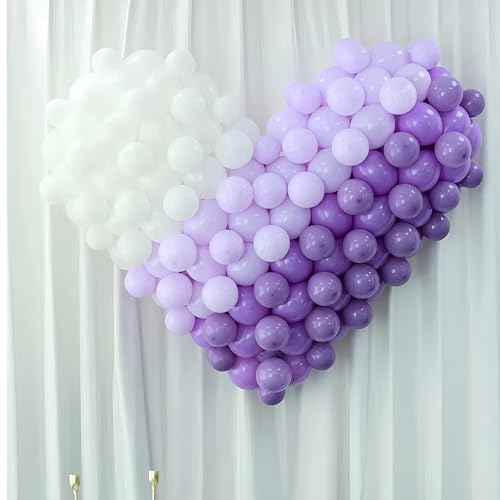 Purple White Balloons - 200 Pcs 5 Inch Pastel Latex for Party Decorations - Variation: Purple White