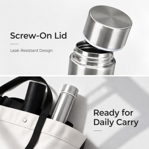 Slim Stainless Steel Vacuum Insulated Water Bottle 8.8oz - Silver