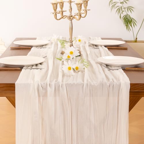 Ivory Cheesecloth Table Runner 10ft x 10pcs for Wedding & Event Decor