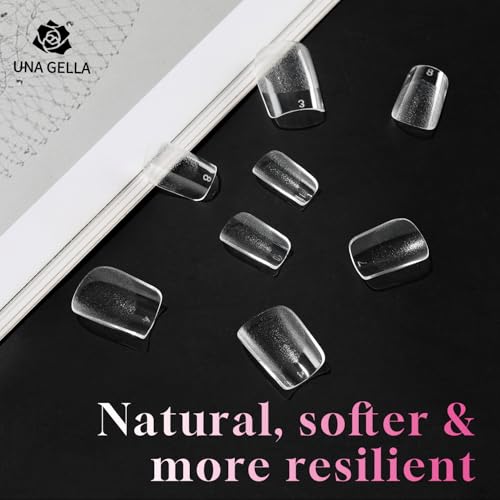 UNA GELLA Extra Short Square Gel Nail Tips A02 - Deep Matte Finish, 312pcs