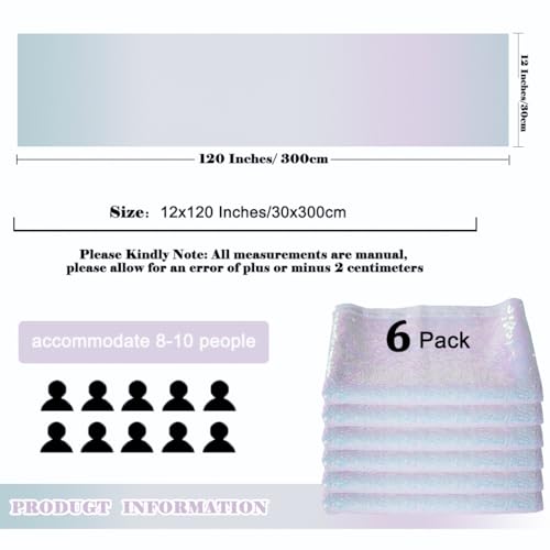 Iridescent Sequin Table Runners 12x120 Inches Pack of 6 for Weddings & Parties