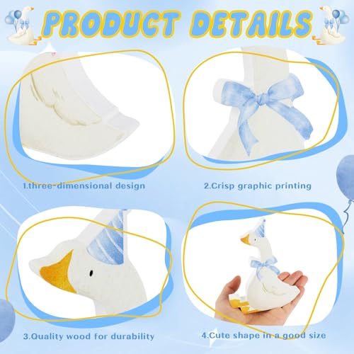Blue Silly Goose Birthday Party Decorations - 6 Wooden Table Centerpieces for 1st Birthday