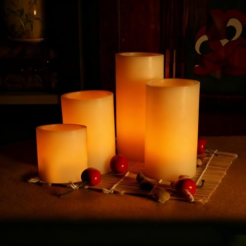 Ivory 3x3, 4, 5 & 6 Inch Flameless LED Candles with Timer - 4 Pack