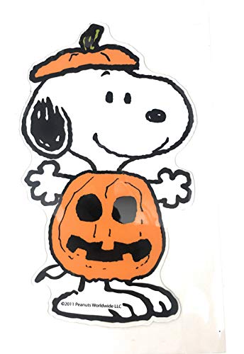 Halloween Peanuts Window Gel Clings with Snoopy Pumpkin Set of 3 - Reusable Holiday Decorations
