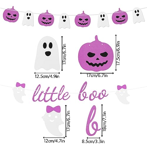 Halloween Banner,2PCS Happy Pink Banner Bunting,Little Boo Ghost