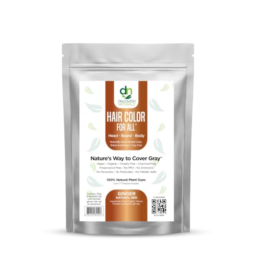 Ginger Natural Red Henna Hair Color Kit - Organic, Vegan, Permanent Gray Coverage