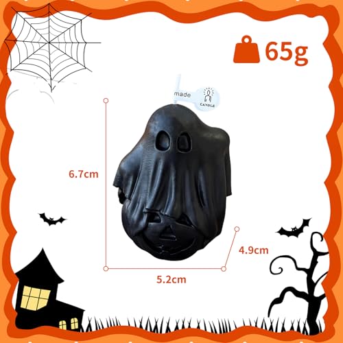 Black Halloween Ghost Pumpkin Candle - Fragrant Decor for Home & Table - 2.76 x 2.36 Inches