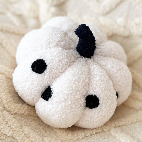 Pumpkin Plush Cushion - 14 Inch Polka Dots Halloween Fall Decor, Sofa Pillow