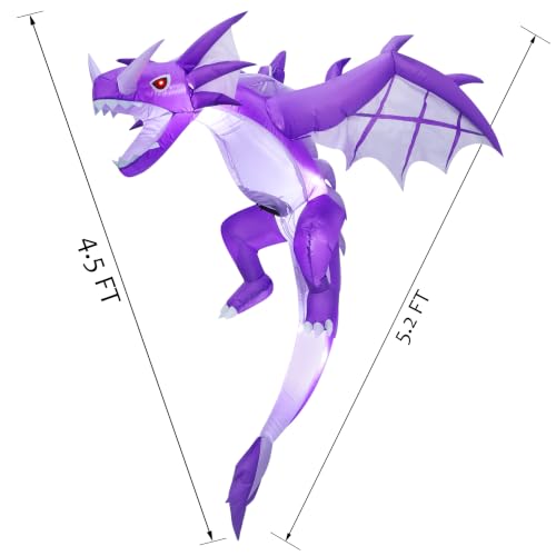 Inflatable Halloween Dragon Yard Decoration with LED Lights and Wings - 6ft Outdoor & Indoor