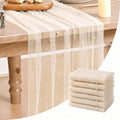 6-Pack Pearl Champine Gauze Table Runners 28x120 Inch - Home Decor