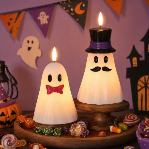 Halloween Decor Flameless Ghost Candles with 6H Timer - Ghost Figure Variation