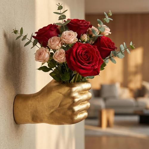 Gothic Hand Vase with Test Tube - Halloween Wall Decor - Gold Variation