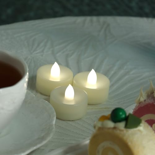 Battery Operated Flameless Votive Candles LED Tea Lights - White Light 12 PCS, 1.5" Dia, 1.2" H