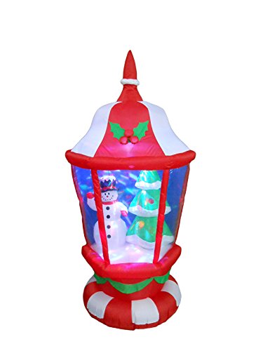 6 FT Outdoor Inflatable Christmas Lantern with Snowman & Tree, Color-Changing LED