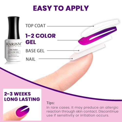 Color Changing Gel Nail Polish 15ML Dark to Bright Purple Mood Temperature Effect - RAR699