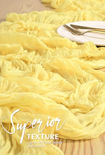 Light Yellow Cheesecloth Table Runner Set - 20 Pack Boho Gauze Decor