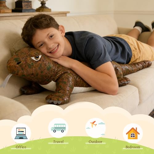 Komodo Dragon Plush Pillow - Realistic 32" Stuffed Animal Toy for Kids - Cool Monitor Variation