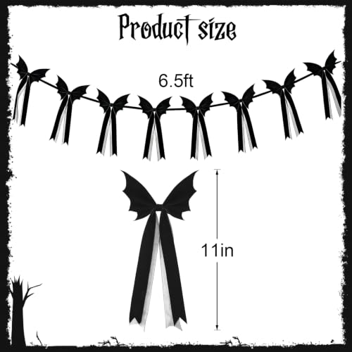 Elegant Black Velvet Bat Garland - Halloween Decorations for Mantle & Wall