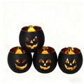 Halloween Candle Holder Set - Glass Votive Tealight Holders with Jack O Lantern Faces, 4 Pieces