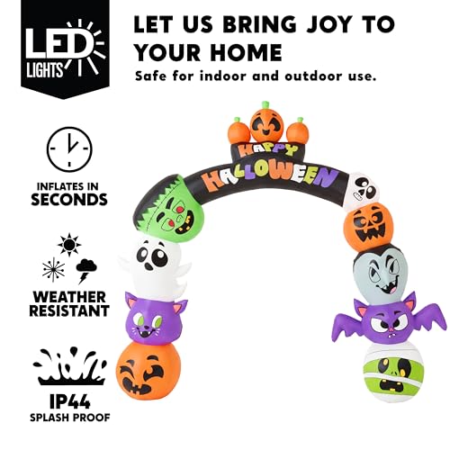8FT Halloween Pumpkin Inflatable Archway with LED Lights for Outdoor Yard Decor