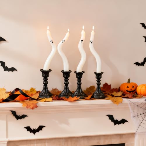 8 Pack Halloween Ghost Taper Candles - Indoor Decorations Set