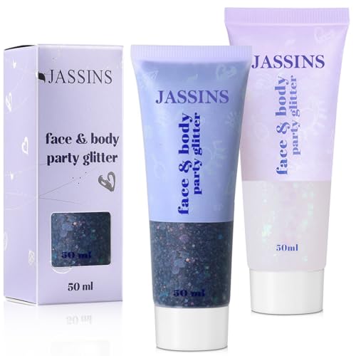 Black & White Body Glitter Gel - 2PCS Halloween Face & Body Makeup Glitter