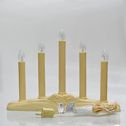 Clear 5 Light Electric Window Candle Lamp - Christmas Holiday Decor - Ivory Base