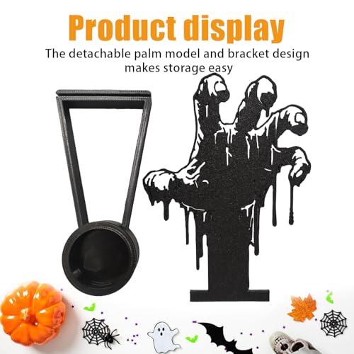 Halloween Shadow Candle Holder - Black Palm Design for Spooky Decor - Variation: Palm