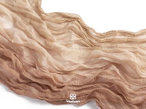 Vitalizart Cheesecloth Table Runner Light Nude Beige 10ft Boho Rustic Decor