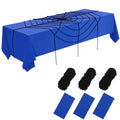 Hahafelt Spider Web Party Tablecloth & Decorations Set - Blue & Black Halloween