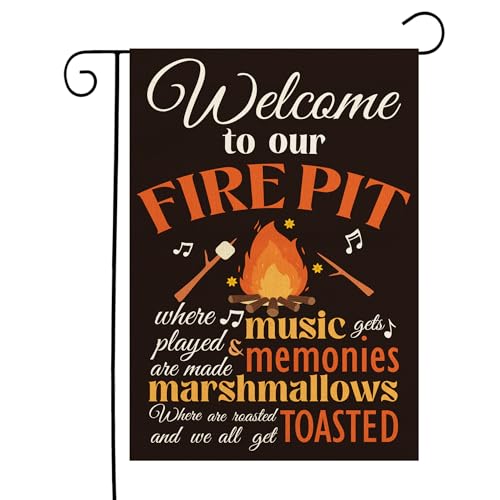 Outdoor Garden Flag Welcome to Our Fire Pit - Camping Decor Banner
