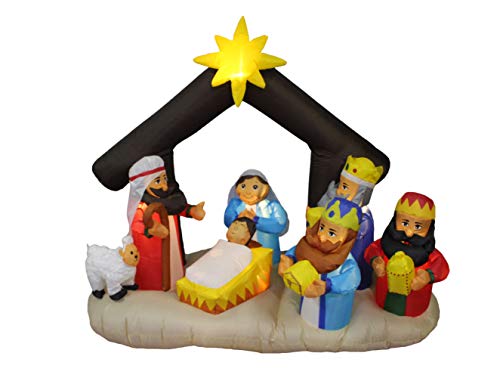 6 Ft Lighted Inflatable Nativity Scene for Holiday Yard Decor