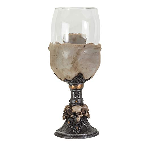 Skull Wine Goblet - Gothic 7oz Ceremonial Stemware with Hand-Painted Bone Design